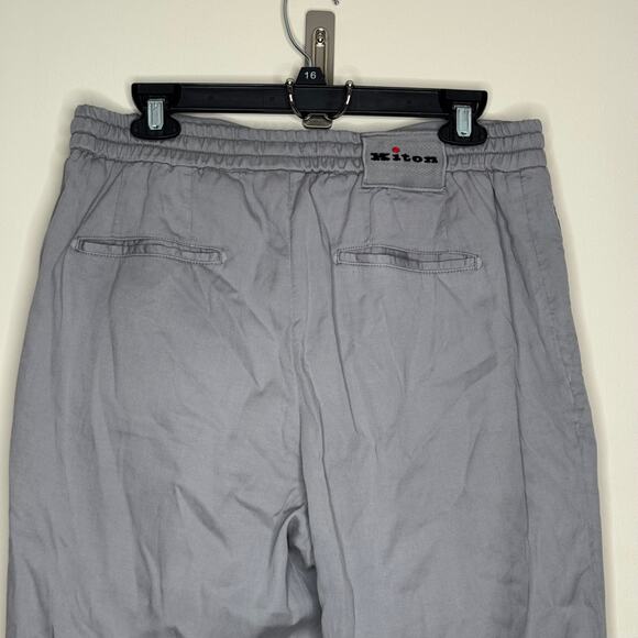 Mens Kiton Trousers Lyocell Light Gray EU 35 Rolled Hem (Fits 32x29" - Picture 3 of 7